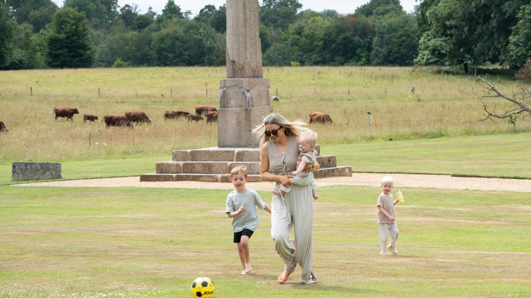 A family playing football